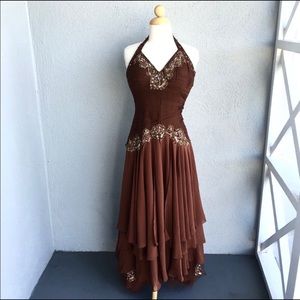 Elegant Brown Maxi Dress